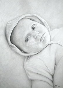 Bleistiftzeichnungen, Portraitzeichnung, Baby Portrait zeichnen lassen