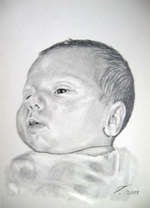 Bleistiftzeichnungen Portraitzeichnung Babyportrait zeichnen lassen, Babyzeichnungen