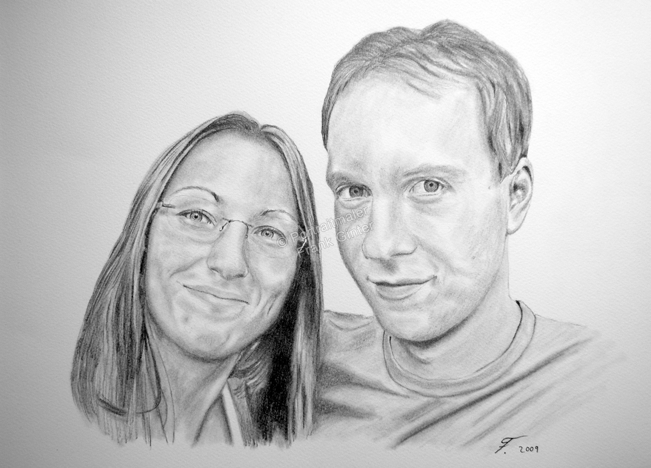 Bleistiftzeichnungen, Portraitzeichnung  von Verliebten, Portrait zeichnen lassen, Mann und Frau Paarzeichnung Paarportrait
