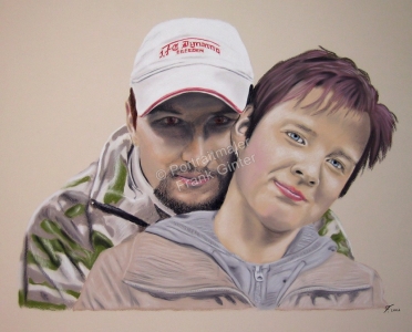 Ein Portraitgemälde - Pastellgemälde Mann und Frau Paargemälde Paarportrait