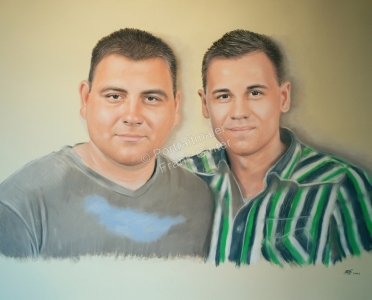 Ein Portraitgemälde - Pastellgemälde zwei Männer, Männer-Portrait