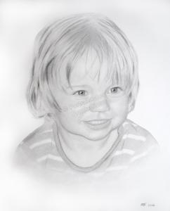 Eine Kohlezeichnung Portraitzeichnung eines Mädchens, Kinderzeichnung
