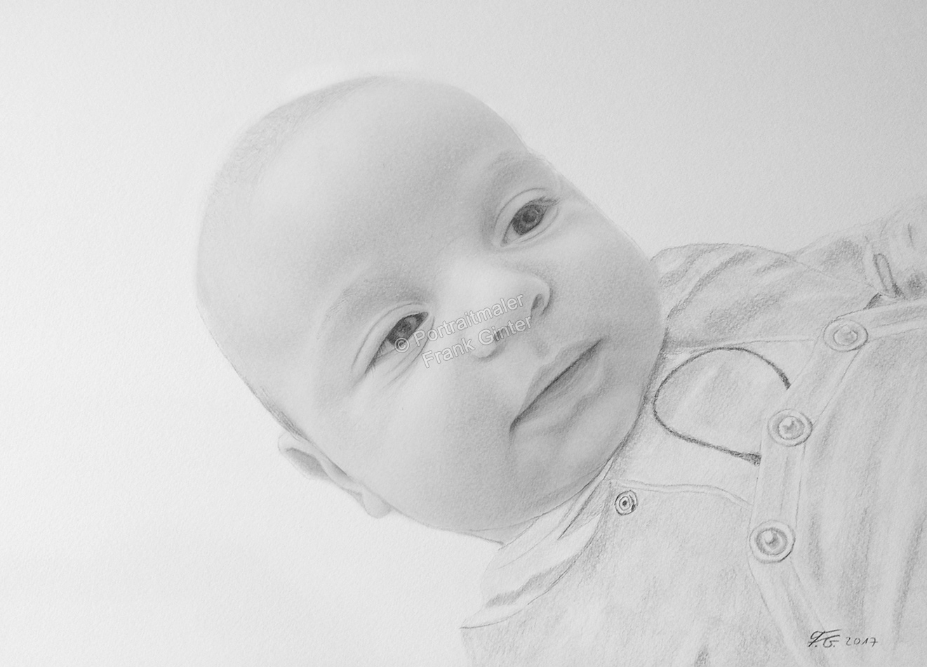 Bleistiftzeichnungen Baby, Portraitzeichnung mit Bleistift - Babyzeichnung, Babyportrait, Baby-Portrait-Zeichnung